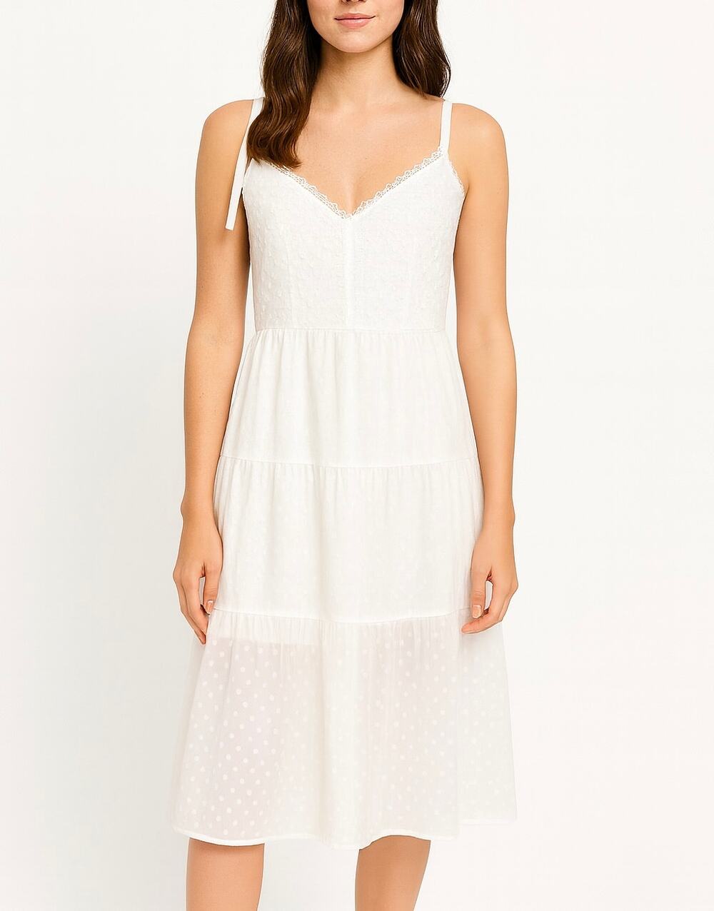 Marchesa Notte Swiss Dot Dress White Size 4 NEW